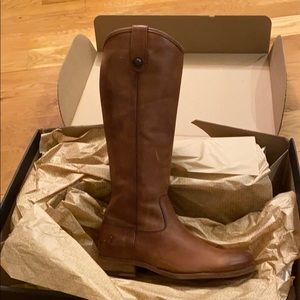 Frye Melissa inside zip cognac boots knee high